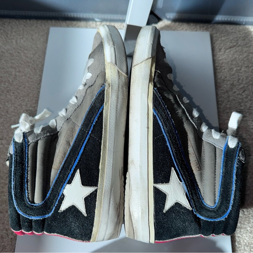 Golden Goose Slide Hi-Top Sneakers Taupe/Black/Blue/Red Partial Resole EUR 39 - Picture 9 of 16